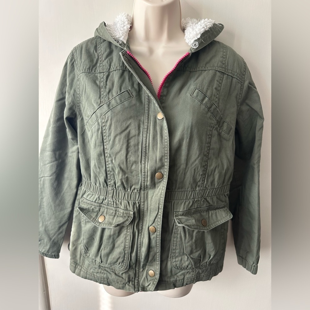 Cherokee Olive Utility Girl Jacket with Pink Accents